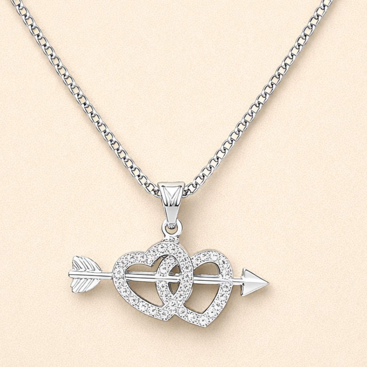 Men - Double Heart Arrow Love Pendant Necklace