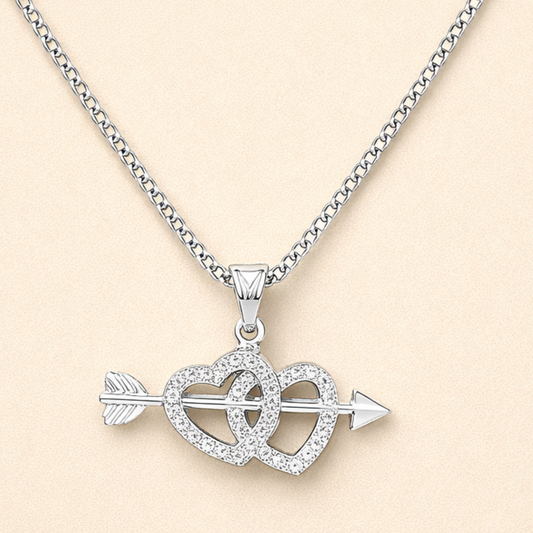 Men - Double Heart Arrow Love Pendant Necklace