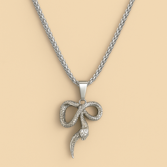 Snake Bow Pendant Stainless Steel Necklace