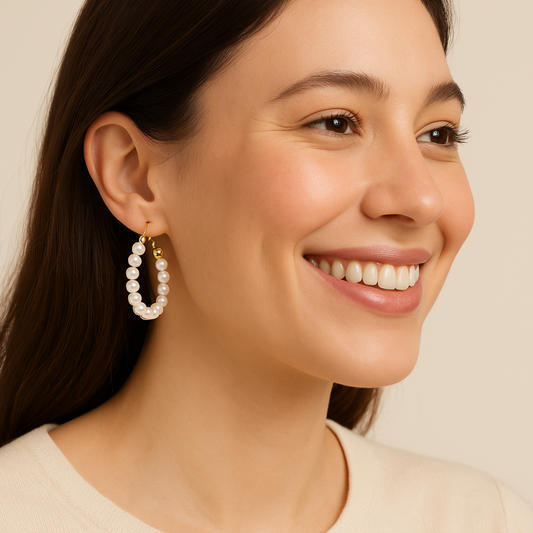 White Contemporary Hoop Earrings