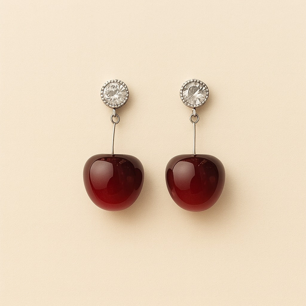 Crimson Cherry Drops Earring