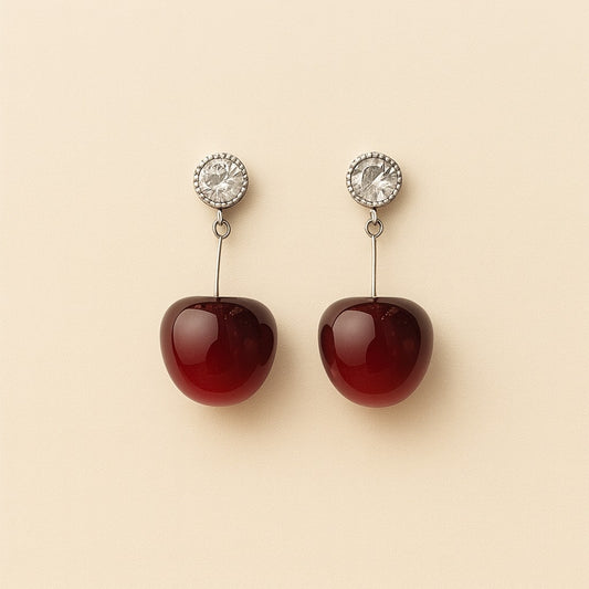 Crimson Cherry Drops Earring