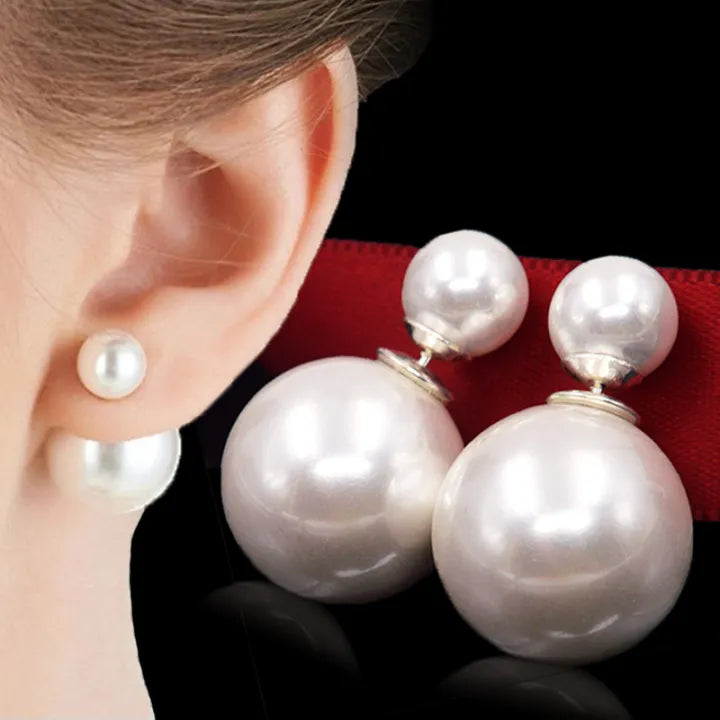 Front Back Pearl Stud Earring