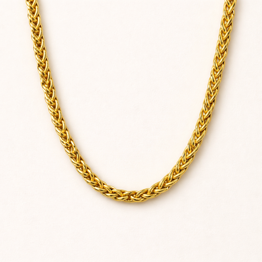 Men-18K Gold Plated Anti Tarnish Wheat Chain