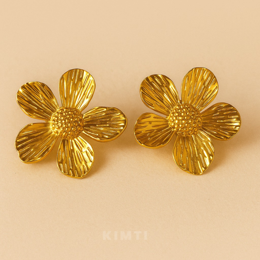 18K Gold Plated Petal Charm Earring