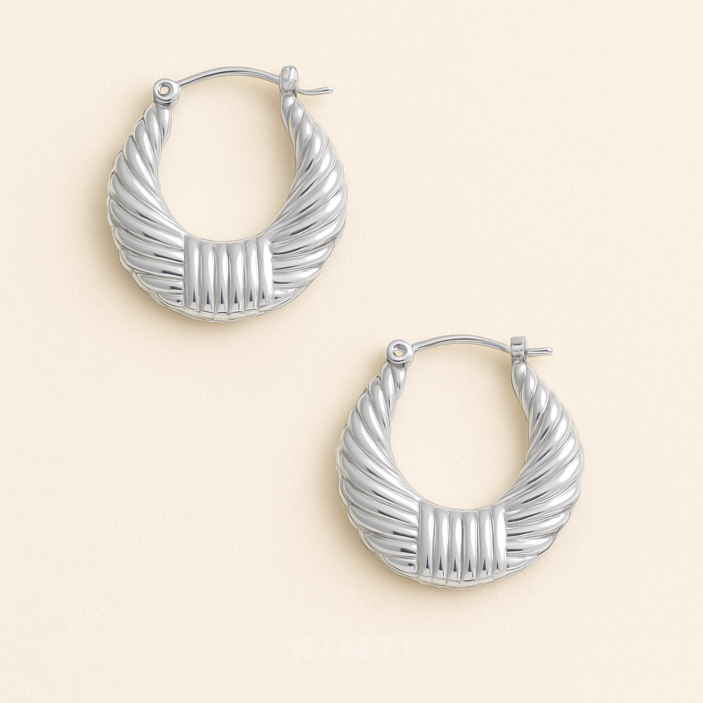 Anti-Tarnish Woven Metallic Silver Hoops