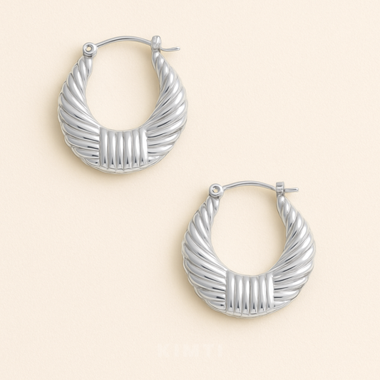 Anti-Tarnish Woven Metallic Silver Hoops