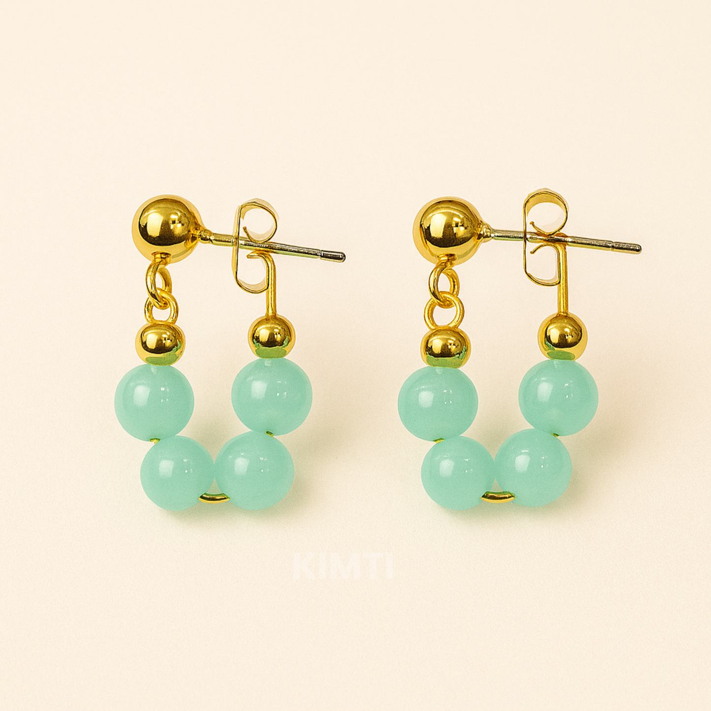 Bubble Beads – Mint & Gold Earrings