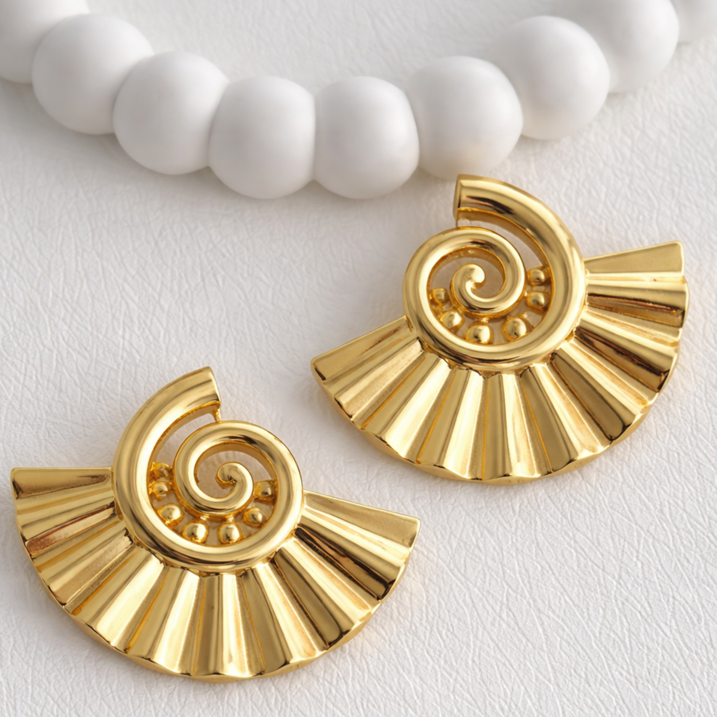 18K Gold Plated Designer Spiral Stud Earrings