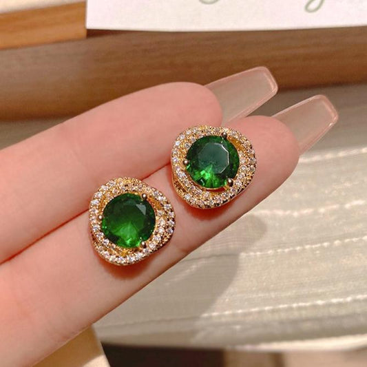 Green Emerald Stud Earring