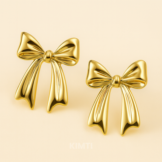 18K Gold-Plated Ribbon Charm Earrings