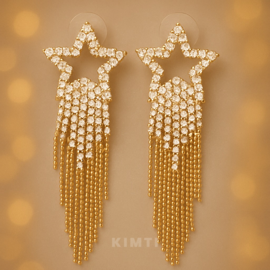 Star Crystal Fringe Earrings