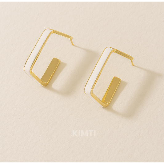 White Square Hoop Earring