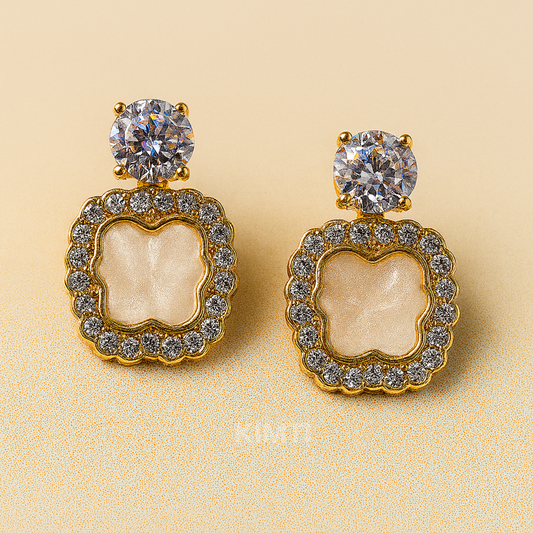 Golden Fleur Sparkle Stud Earring