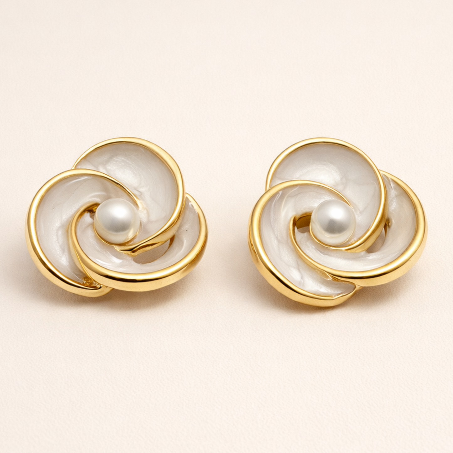 Ivory Enamel Pearl Luxe Earrings