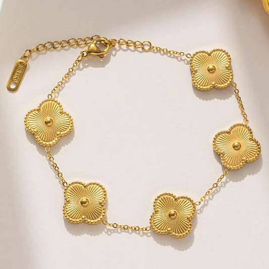 18K Gold Plated Clover Golden Bracelet