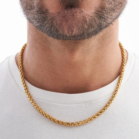 Men-18K Golden Plated Cuban Link Chain
