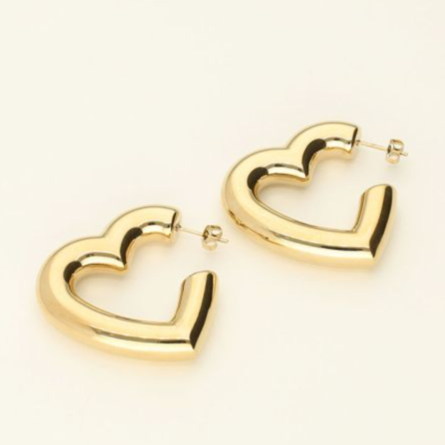 Blissful Heart Golden Hoops Earring