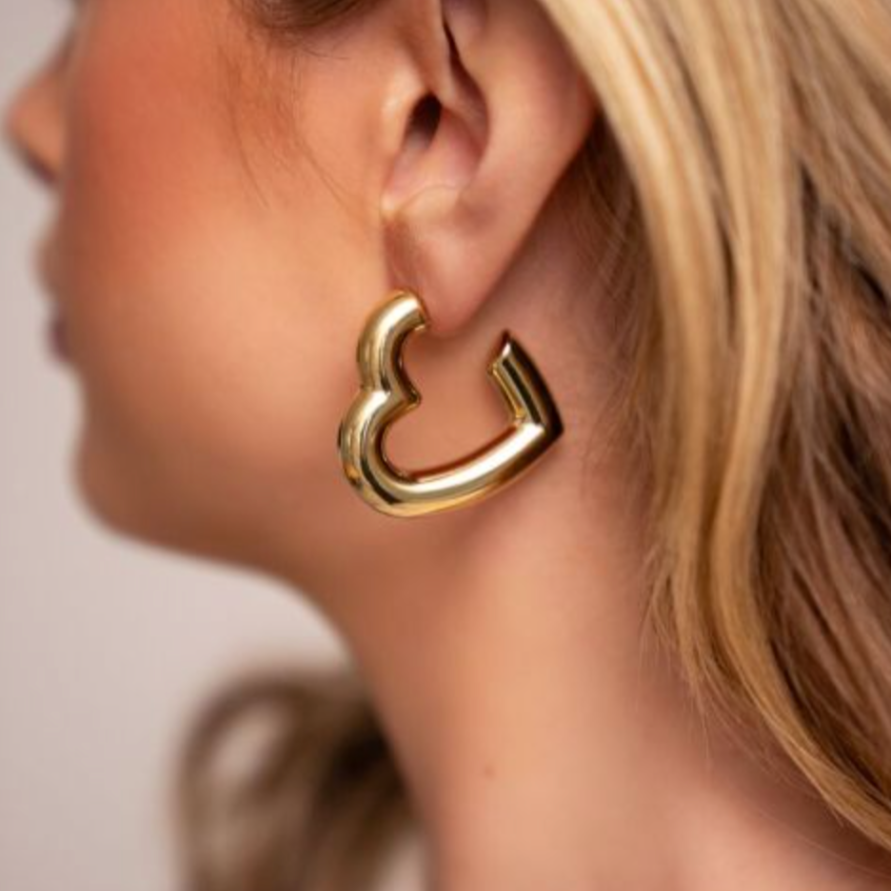 Blissful Heart Golden Hoops Earring