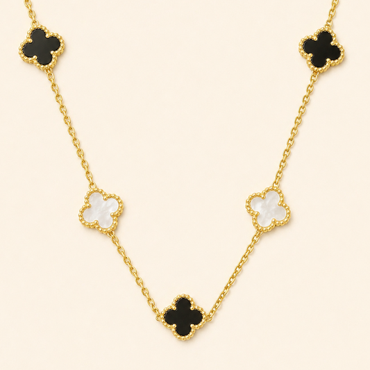 Black And White Clover Anti Tarnish Necklace
