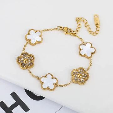 Anti Tarnish Dual Shade Flower Bracelet