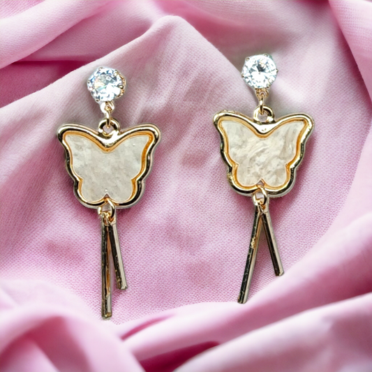 White Butterfly Dangler Earring