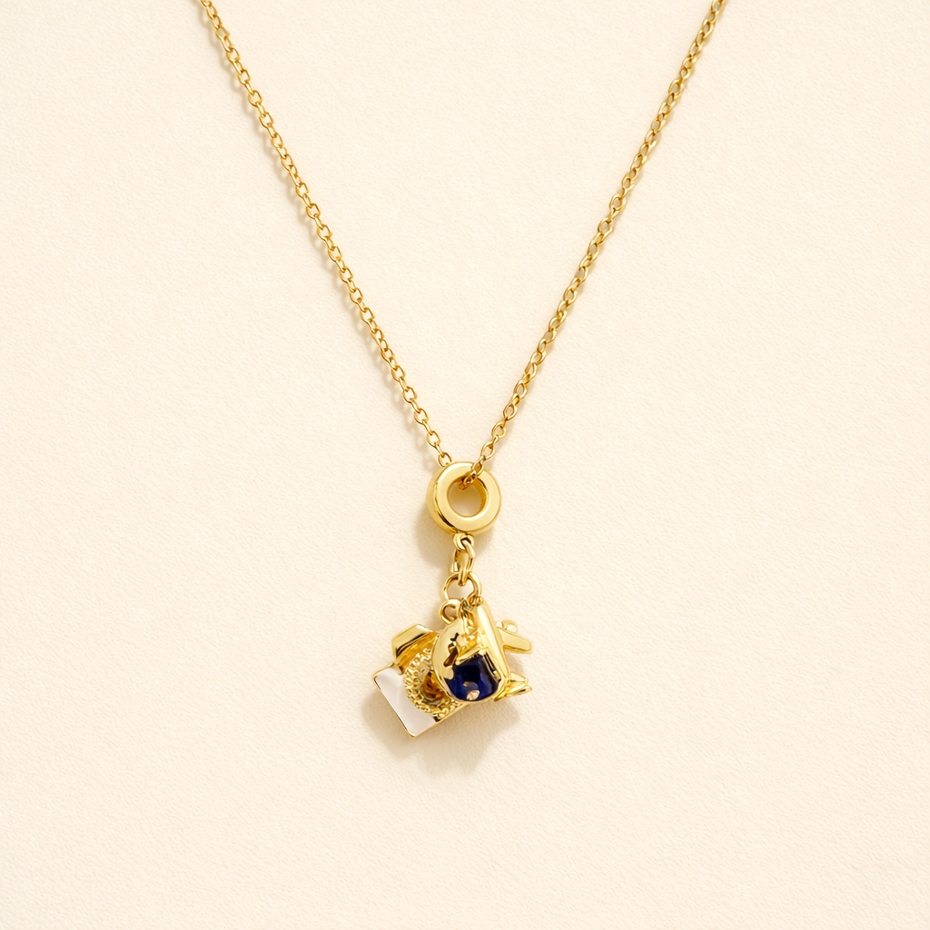 Golden Charm Cluster Pendant Necklace
