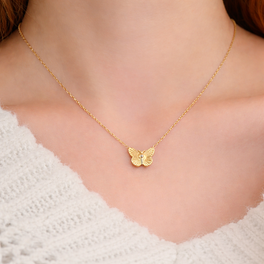 18k Gold Plated Butterfly Shine Pendant Necklace