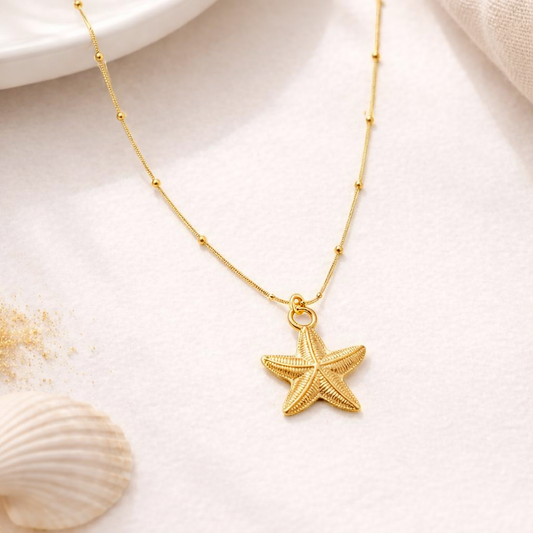 18k Gold Plated Ocean Starfish Pendant Necklace