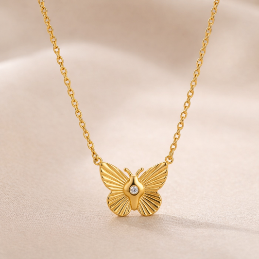 18k Gold Plated Butterfly Shine Pendant Necklace