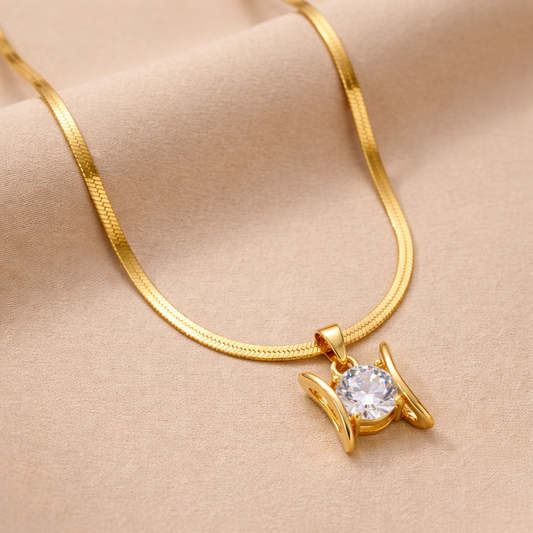 18k Gold Plated Royal Shine Crystal Pendant Necklace