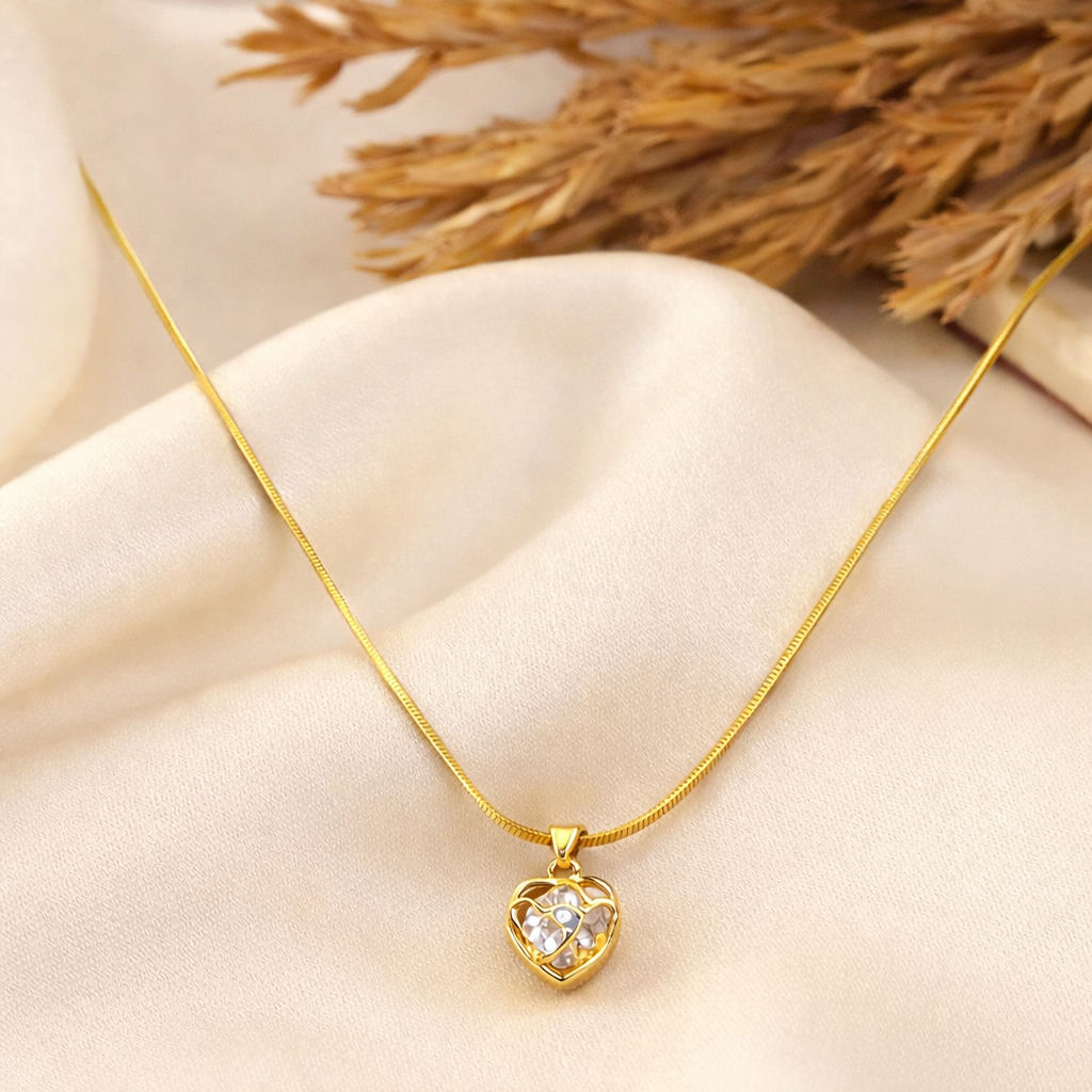 18k Gold Plated Heart Bliss Crystal Necklace