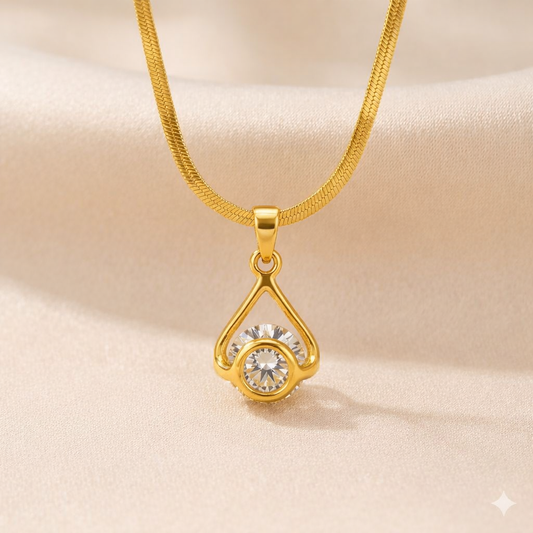 18k Gold Plated Nova Heart Crystal Drop Necklace