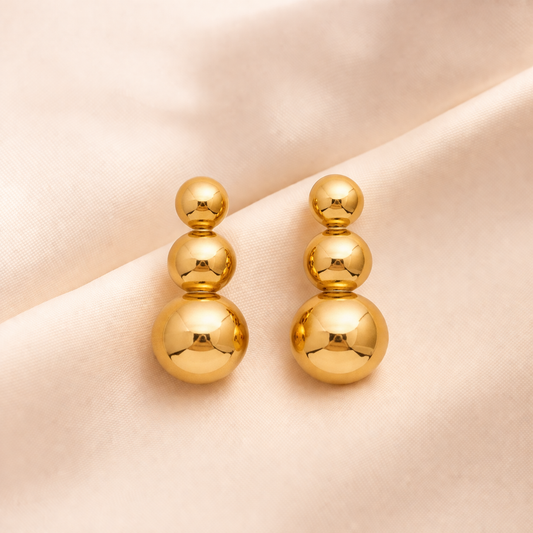 18k Gold Plated Trio Dome Royal Earrings