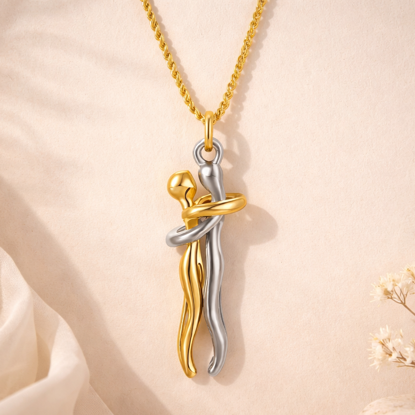 18k Gold Plated Lover Paired Pendant Chain Necklace