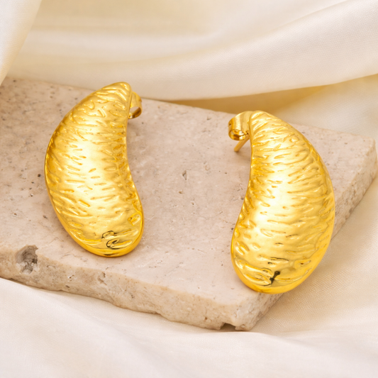18K Gold Plated Golden Crescent Glow Earrings
