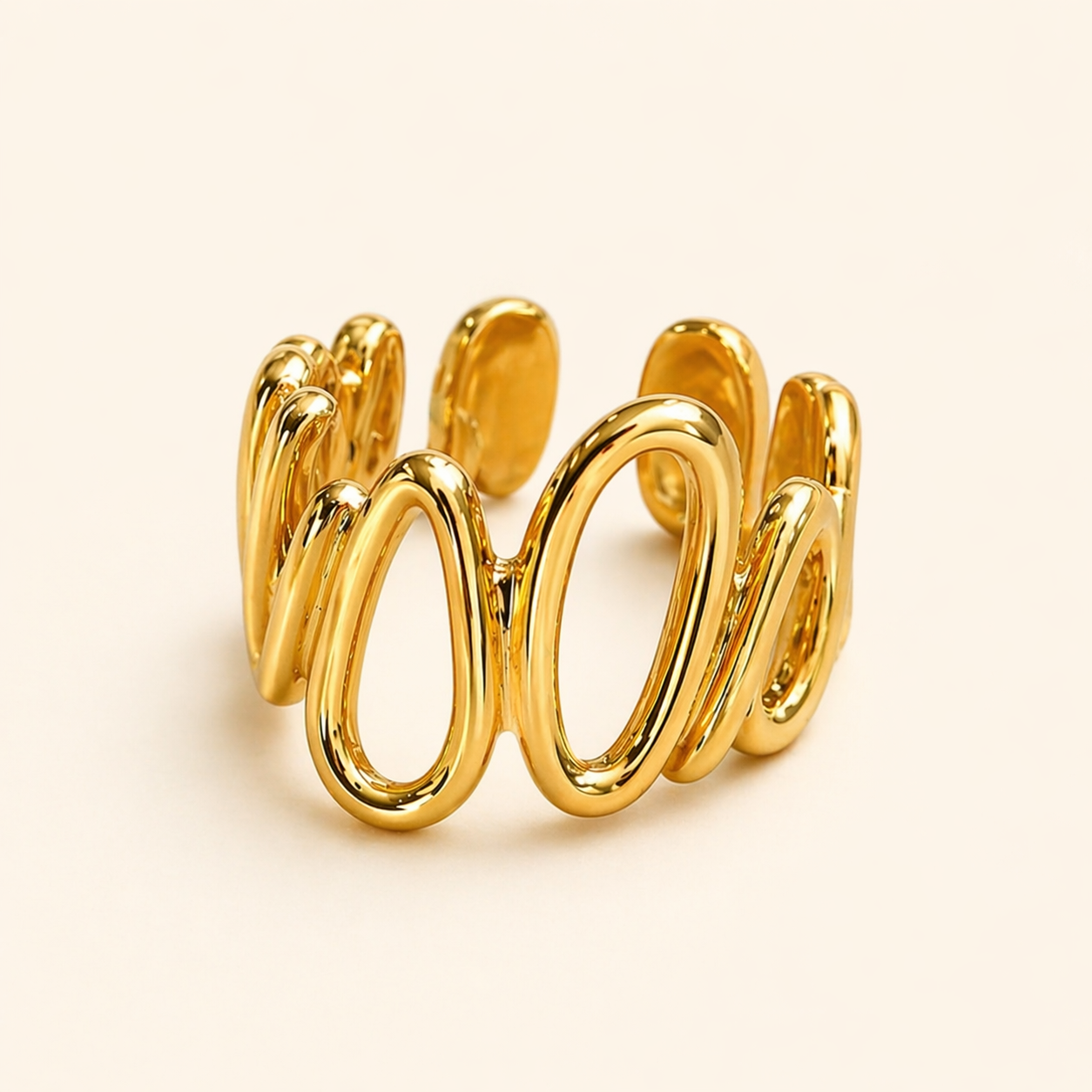 18K Gold Platedr Water Drop Shape Pieced Adjustable Ring