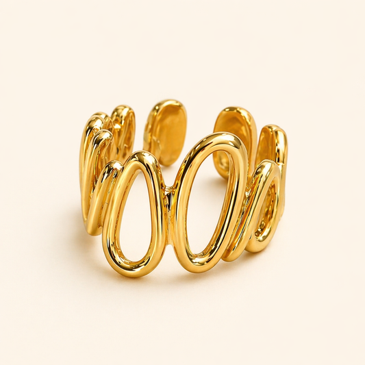 18K Gold Platedr Water Drop Shape Pieced Adjustable Ring