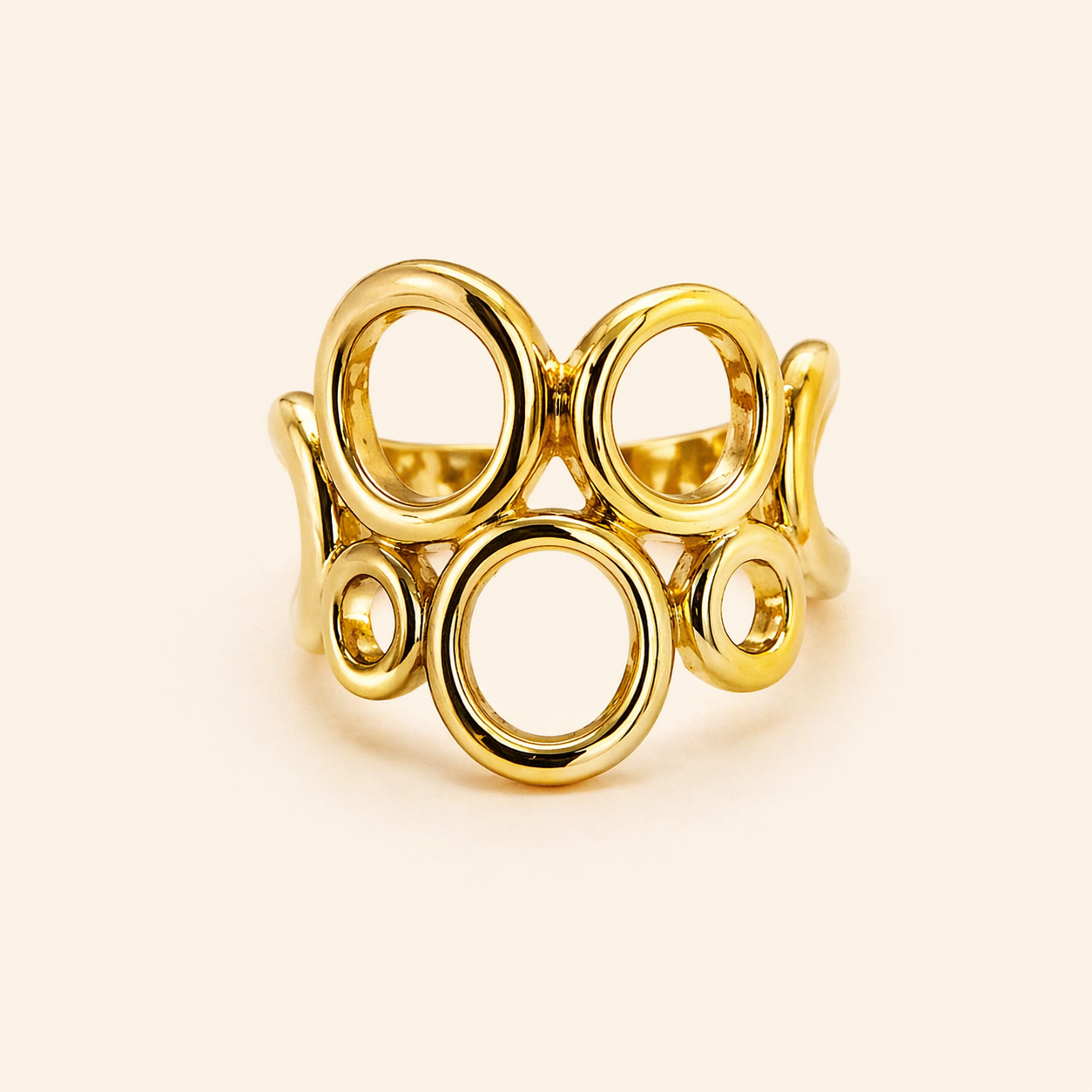 18K Gold Plated Hollow Circle Pave Ring