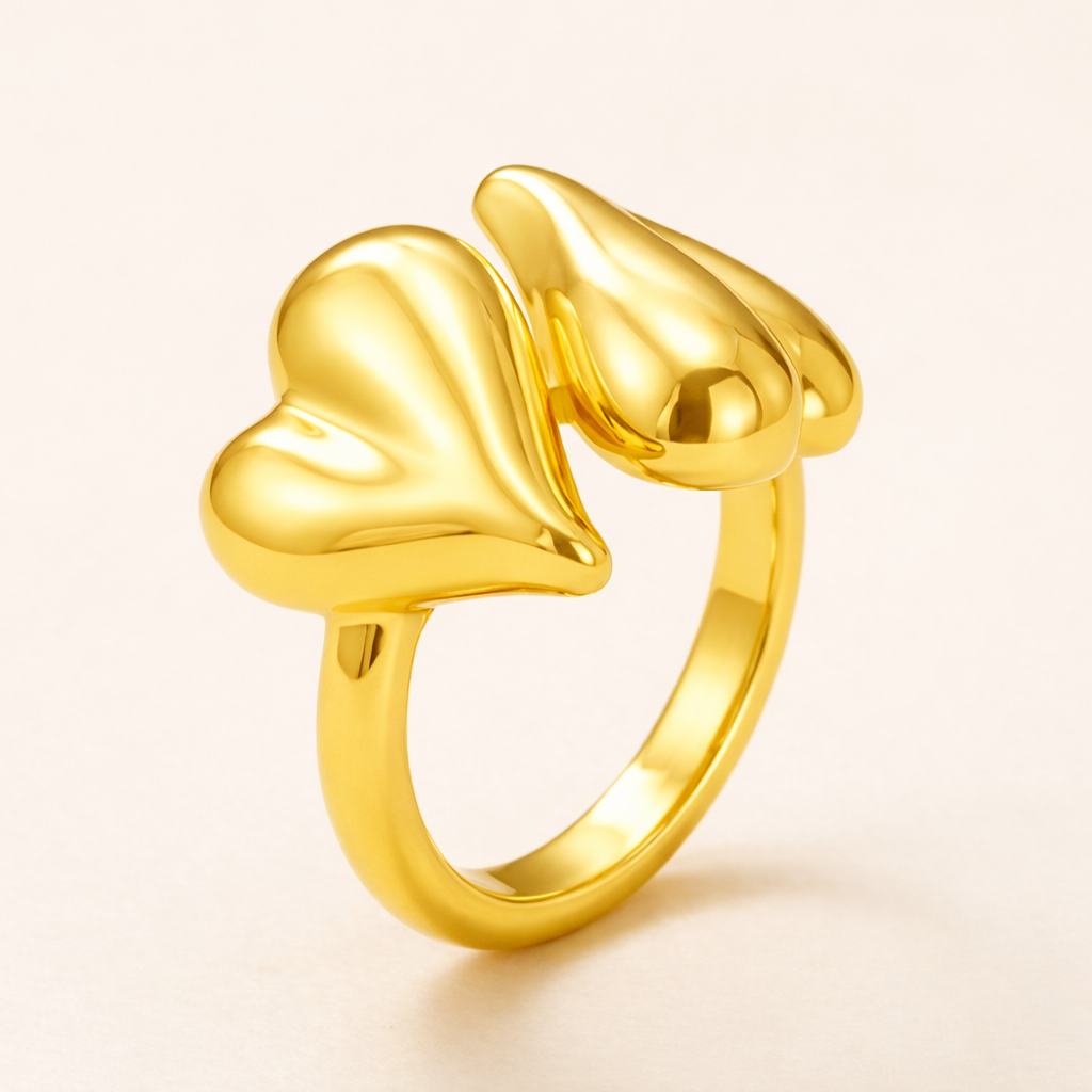 18K Gold Plated Heart Harmony Ring