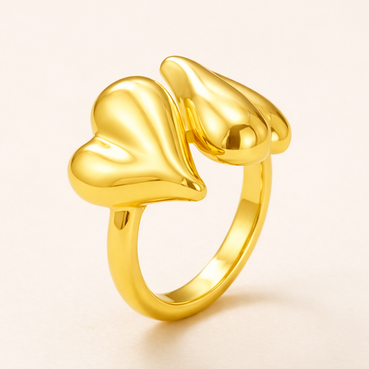 18K Gold Plated Heart Harmony Ring