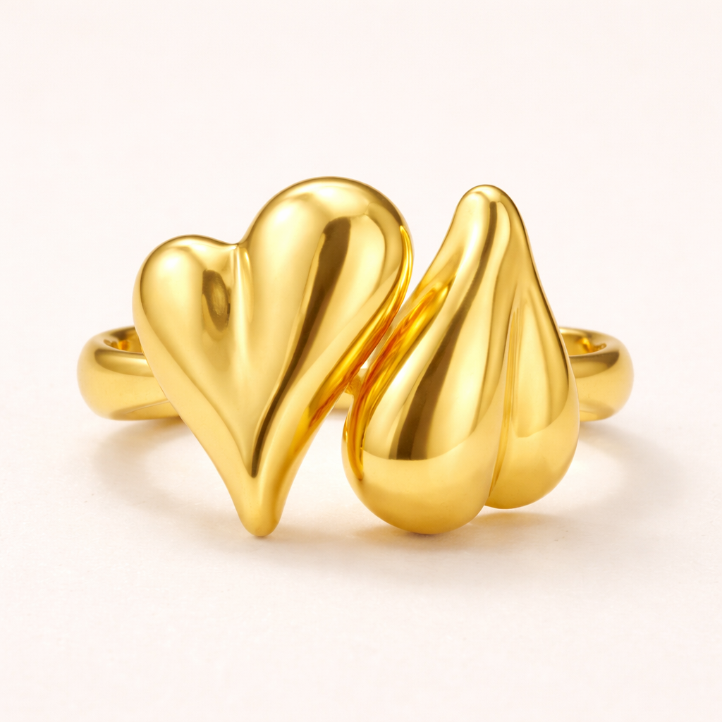 18K Gold Plated Heart Harmony Ring