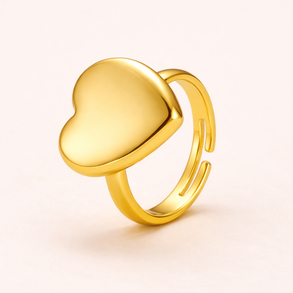 18K Gold Plated Golden Heart Ring