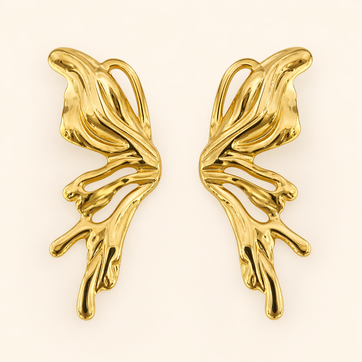 18k Gold Plated Butterfly Wing Drop Earrings