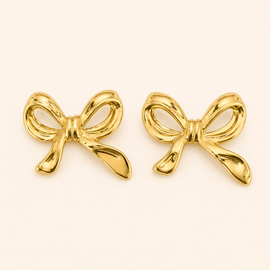 18k Gold Plated Bow Stud Earrings