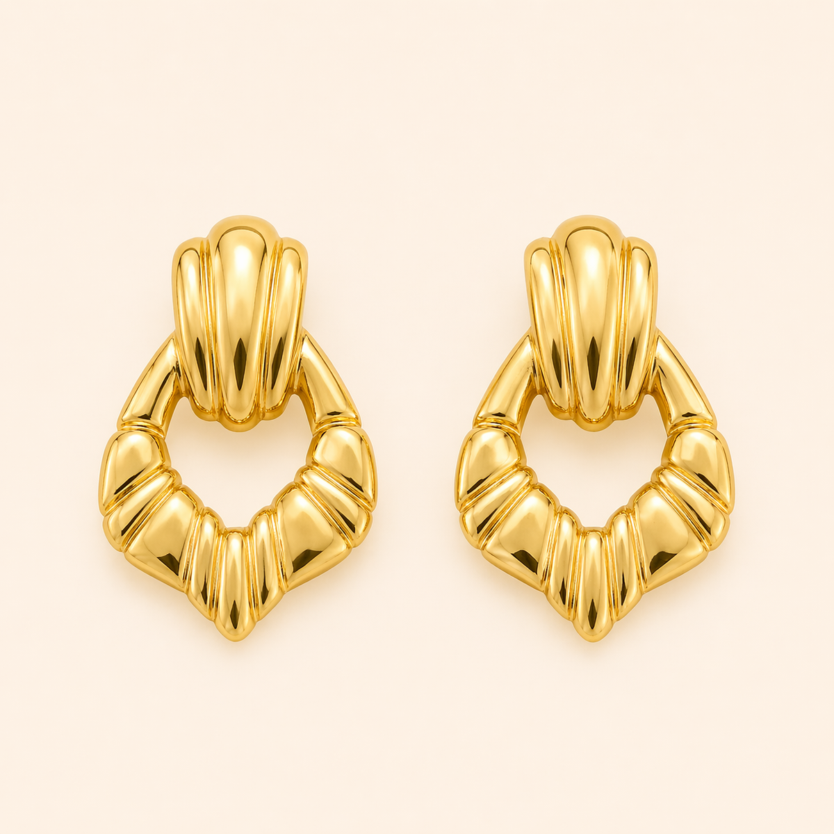 18k Gold Plated Textured Gold Open Earring
