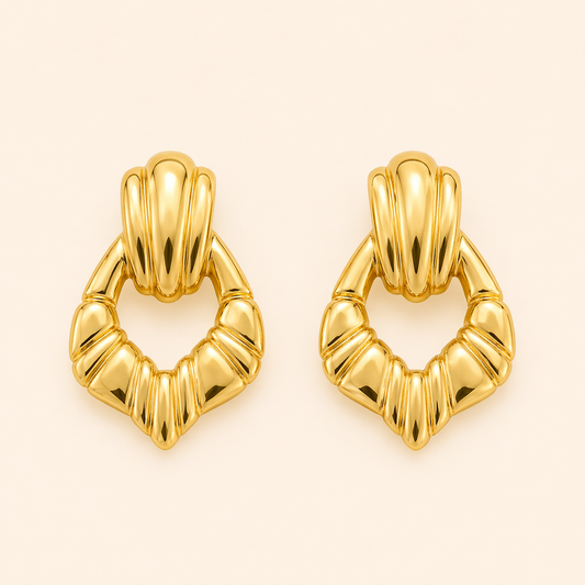 18k Gold Plated Textured Gold Open Earring