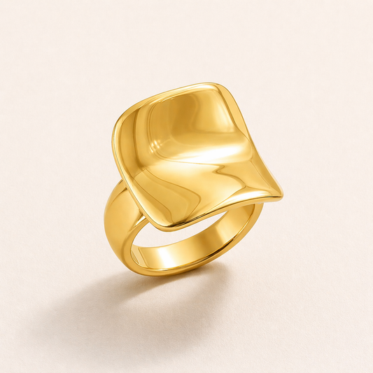 18K Gold Plated Aurora Square Luxe Ring