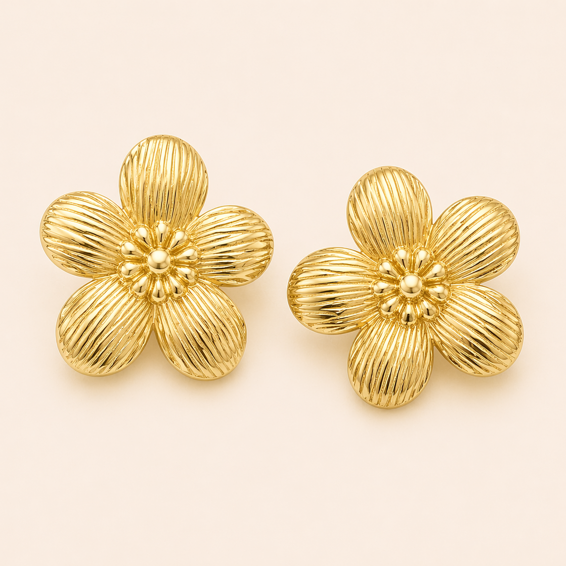 18K Gold Plated Flower Stud Earrings