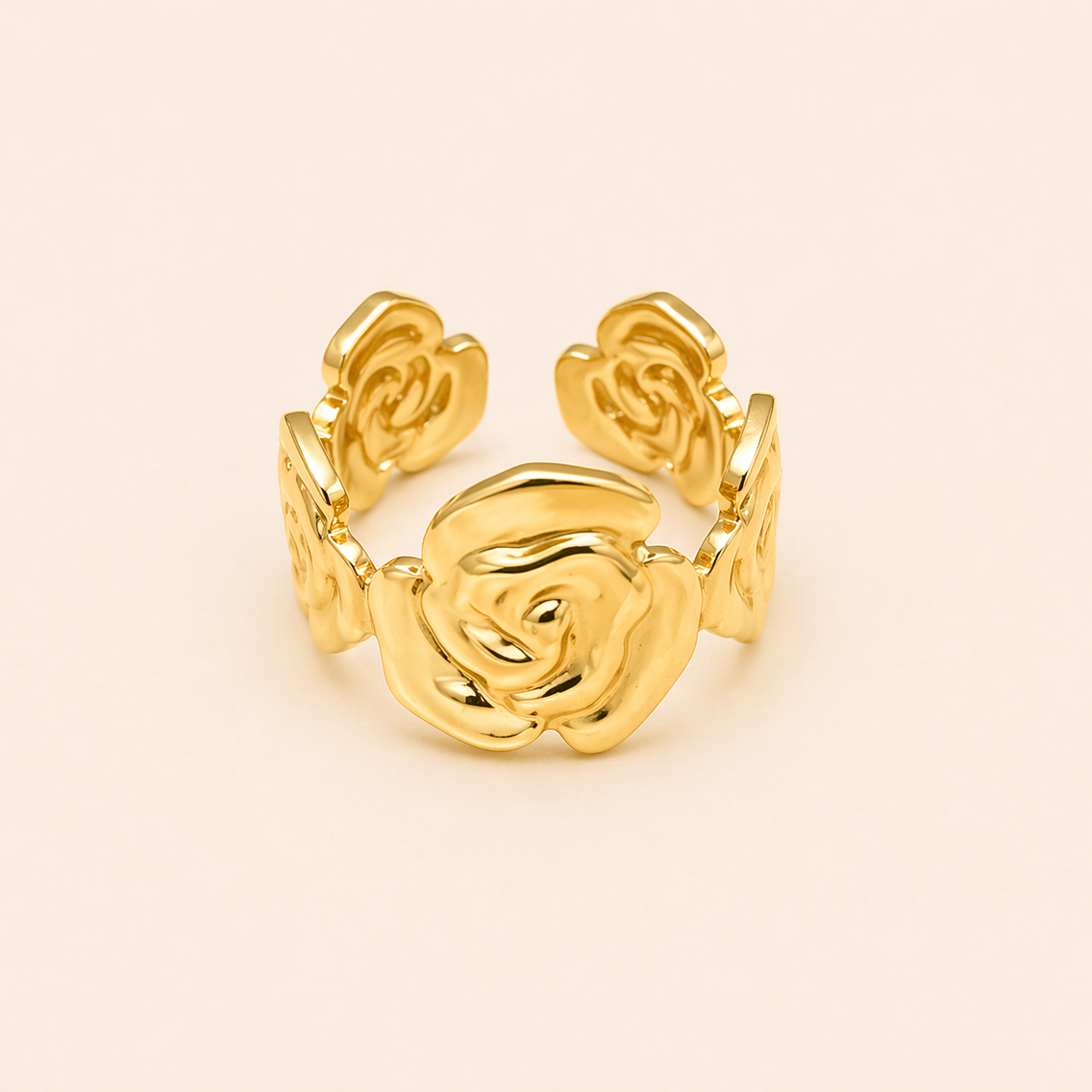 18K Gold-Plated Rose Flower Ring